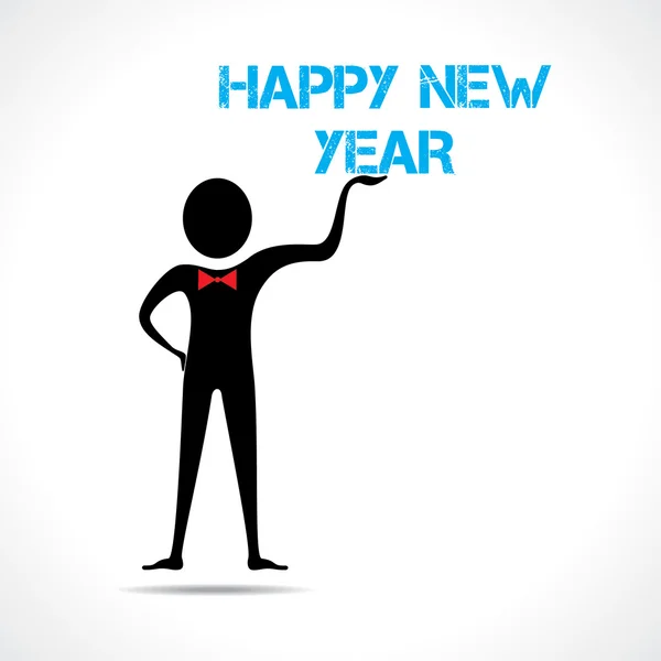 Man holding happy new year text — Stock Vector