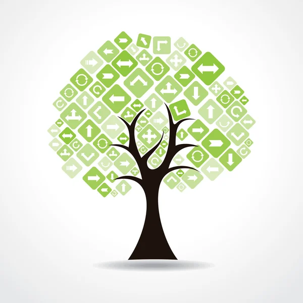 Δέντρο με πράσινο βέλος εικονίδιο — Διανυσματικό Αρχείο