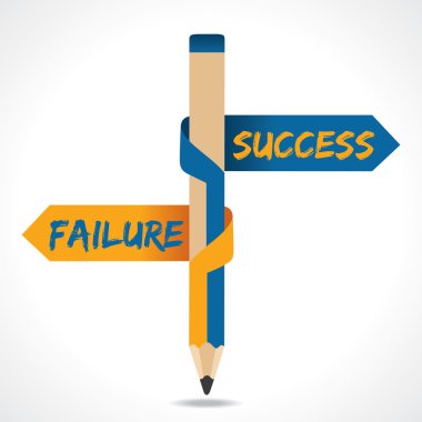 Success Failure arrow in opposite directions of pencil