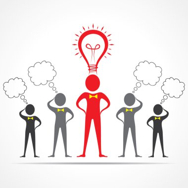 Team in confusion and leader having idea concept