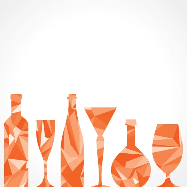 Botellas de vino y vidrio triángulo abstracto — Vector de stock