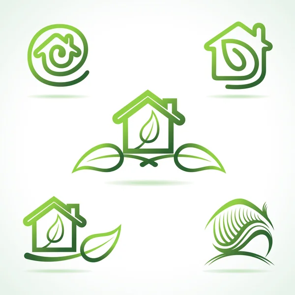 Set of eco home icons — Stock Vector