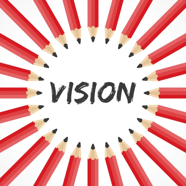 Vision Wort mit Bleistift Hintergrund — Stockvektor
