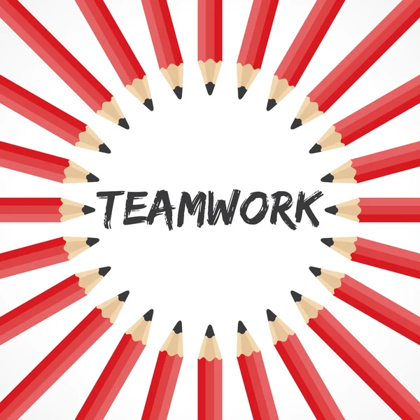 Teamwork Wort mit Bleistift Hintergrund — Stockvektor
