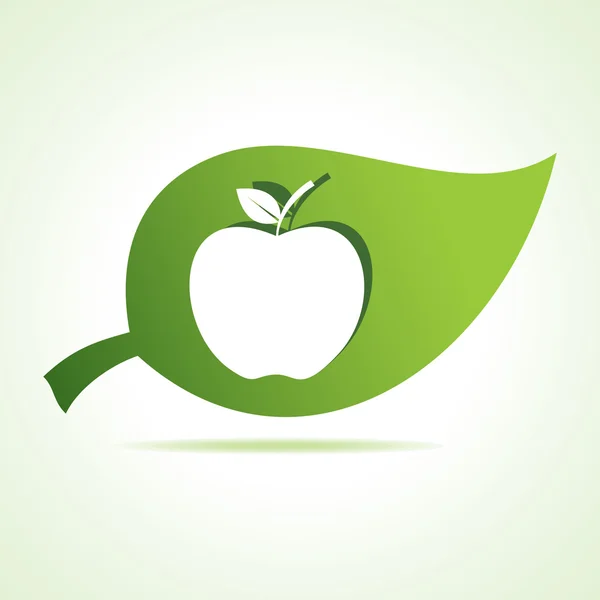 Manzana en hoja — Vector de stock