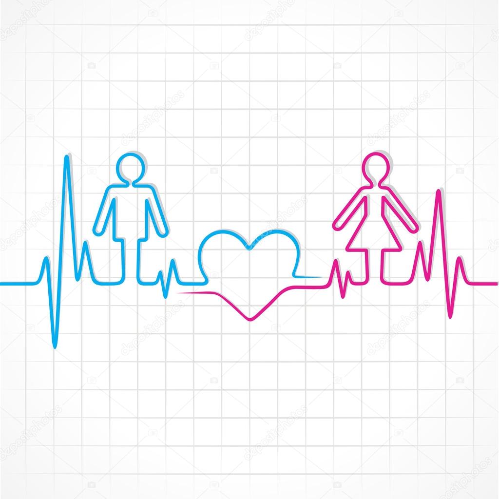 Heartbeat make male,female and heart symbol
