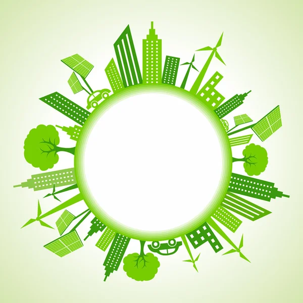 Eco cityscape around circle — Stock Vector