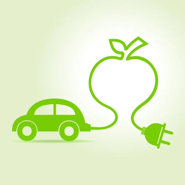 Öko-Auto wird zur Apfelikone — Stockvektor