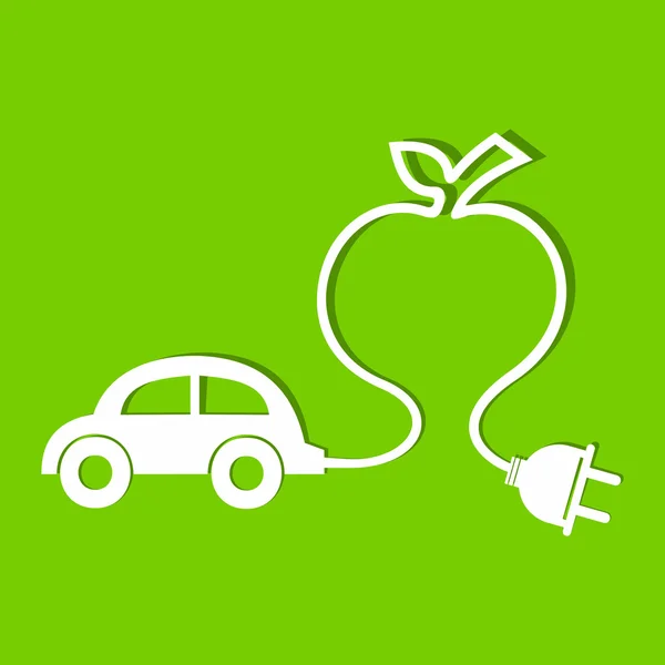 Eco voiture faire une icône de pomme — Image vectorielle