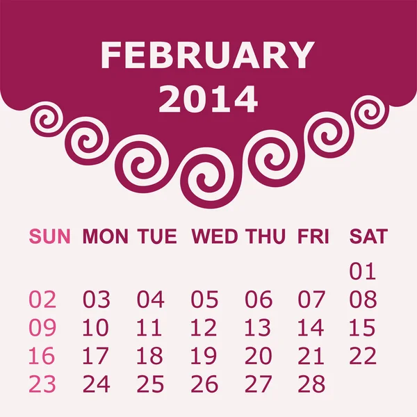 Calendario del 2014 con design a spirale — Vettoriale Stock