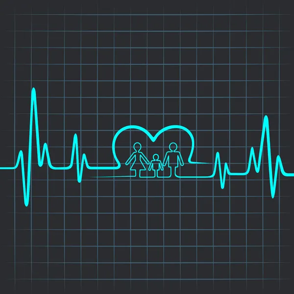 Los latidos del corazón hacen que el hombre, la mujer y el corazón sean símbolos — Vector de stock