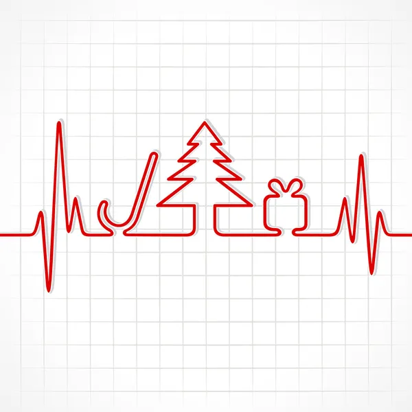 Heartbeat maken Kerst symbolen — Stockvector