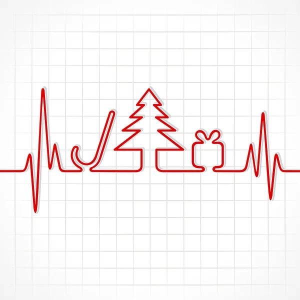 Heartbeat maken Kerst symbolen — Stockvector