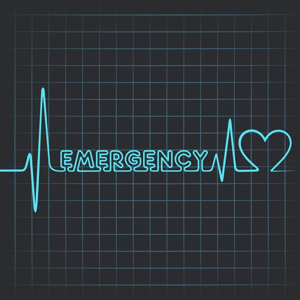 Battements de cœur faire mot d'urgence et coeur — Image vectorielle