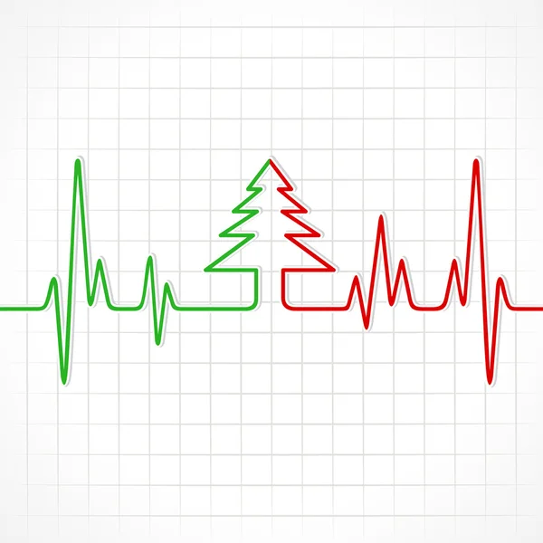 Los latidos del corazón hacen árbol de Navidad — Vector de stock