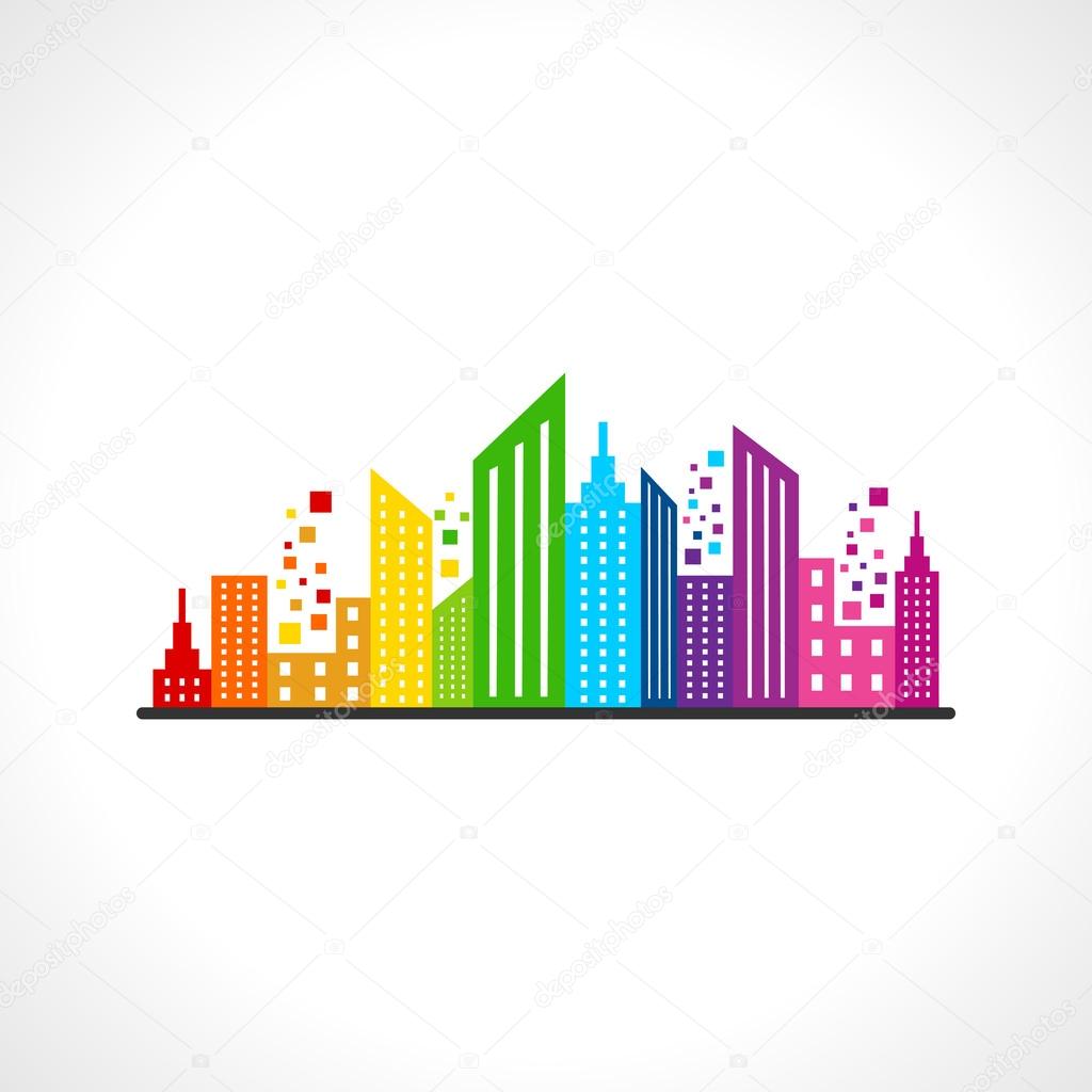 Illustration of abstract colorful buildings