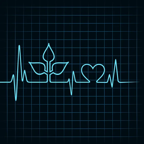 Hoja y corazón — Vector de stock