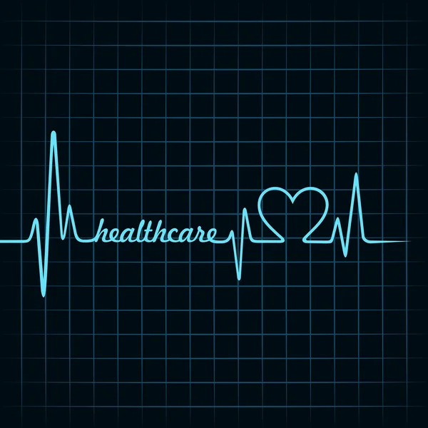 Testo e cuore dell'assistenza sanitaria — Vettoriale Stock