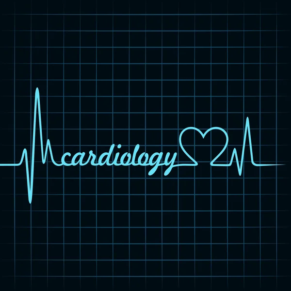 Kardiologia tekst i serca — Wektor stockowy