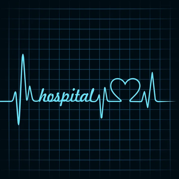 Ziekenhuis tekst en hart — Stockvector