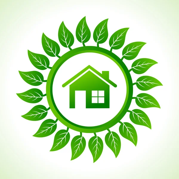 Eco hogar dentro de la hoja — Vector de stock