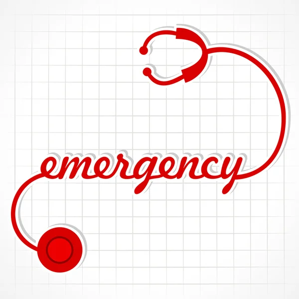 Stethoscope make emergency word — Stock Vector