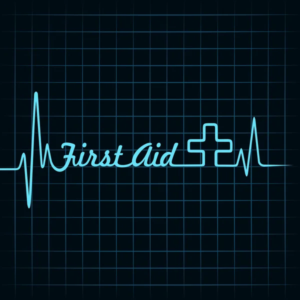 Heartbeat gøre førstehjælp ord og plus symbol – Stock-vektor