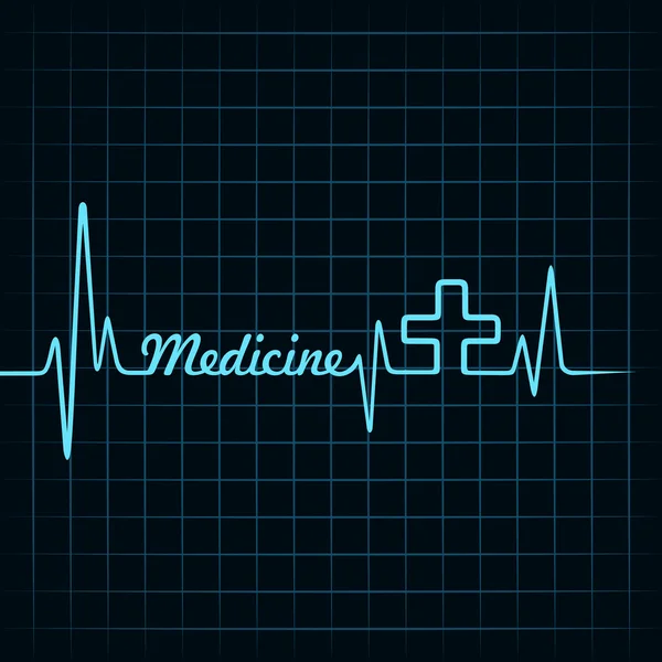 Heartbeat Maak geneeskunde word en plus symbool — Stockvector