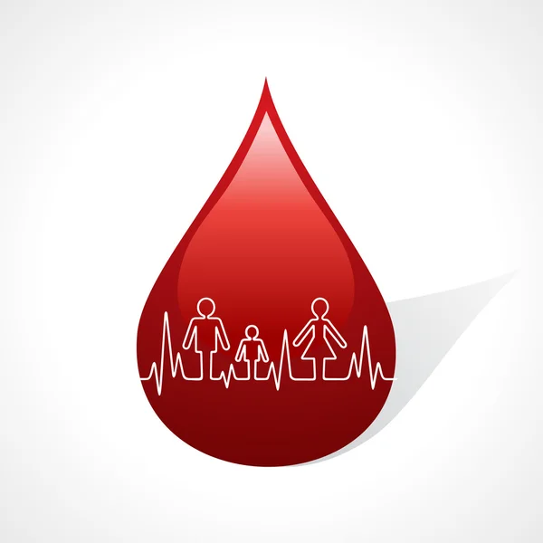 Heartbeat make family icon inside the blood drop — Stock Vector