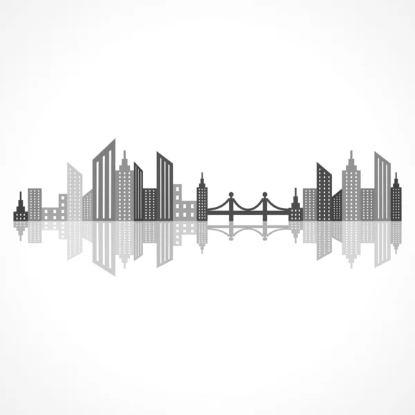 Bâtiments gris design avec pont — Image vectorielle
