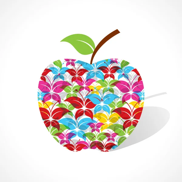 Renkli kelebek yapmak bir elma — Stok Vektör