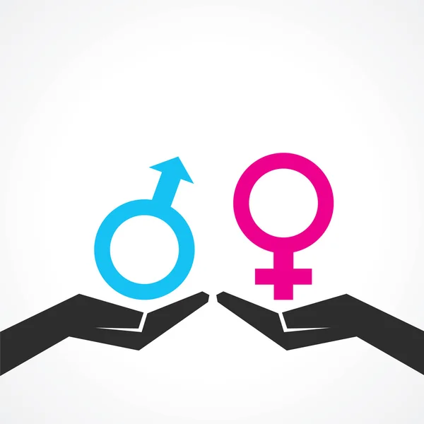 Mannelijke en vrouwelijke pictogram op hand — Stockvector