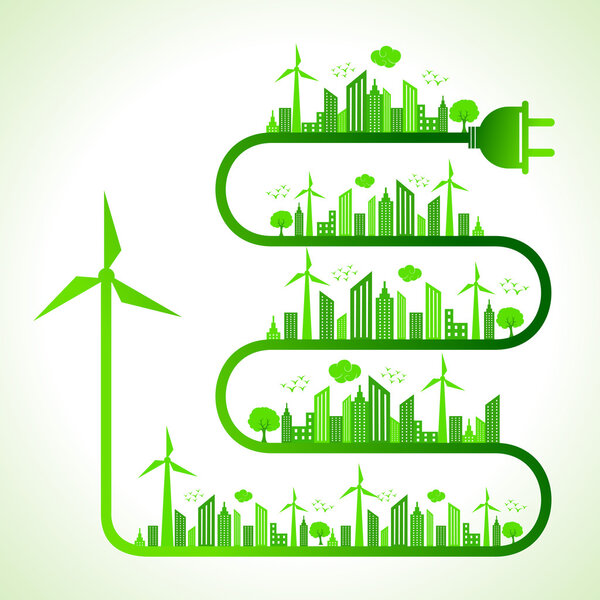 Концепция экологии с ветряной мельницей
