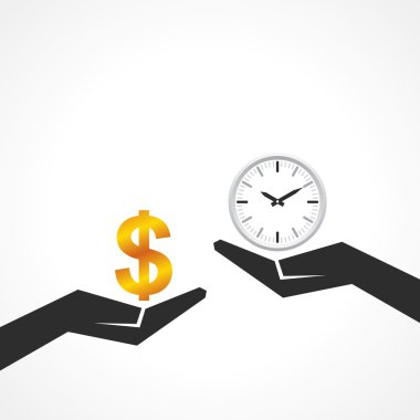 Elini tutun dolar ve saat simgesi