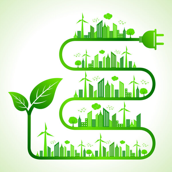 Иллюстрация концепции экологии с листом
