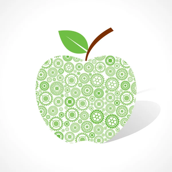 Grupo de engranajes hacer una manzana — Vector de stock