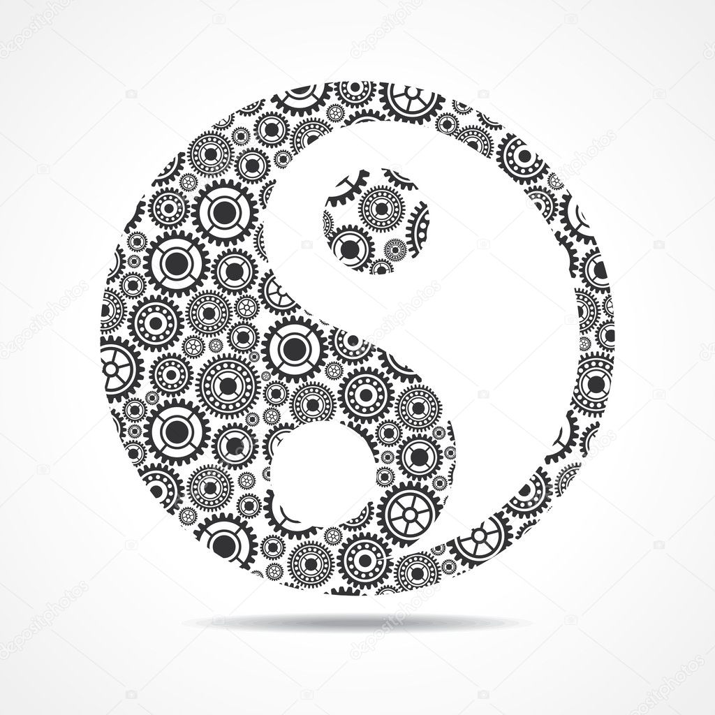 Group of gear make ying and yang