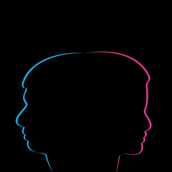 Illustration du visage masculin et féminin — Image vectorielle