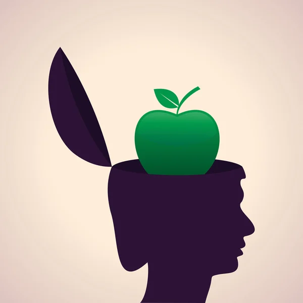 Apple ile insan kafası — Stok Vektör