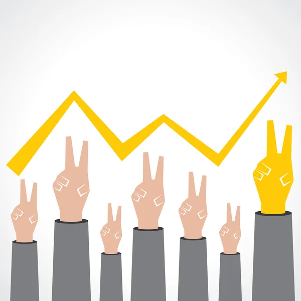 La mano di vittoria fa il grafico di affari — Vettoriale Stock