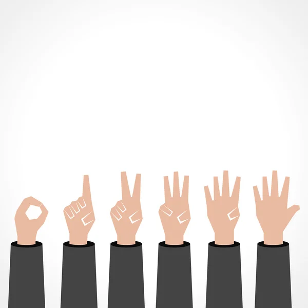 Les mains font numéro zéro à cinq — Image vectorielle