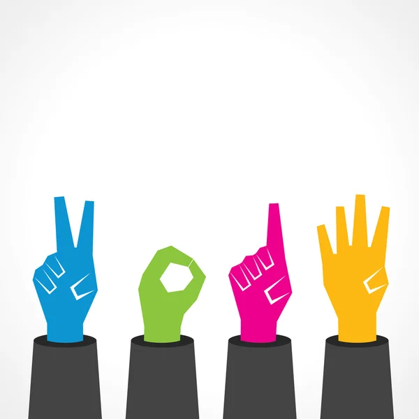 Hands making different signs — Stock Vector