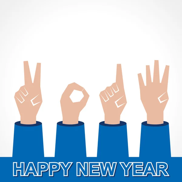 New year hands making different signs — Stock Vector