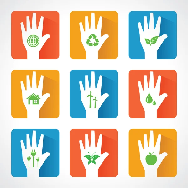 United for ecology concept with hands — Stock Vector
