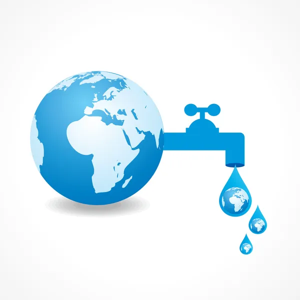 Spara vatten koncept med jorden — Stock vektor