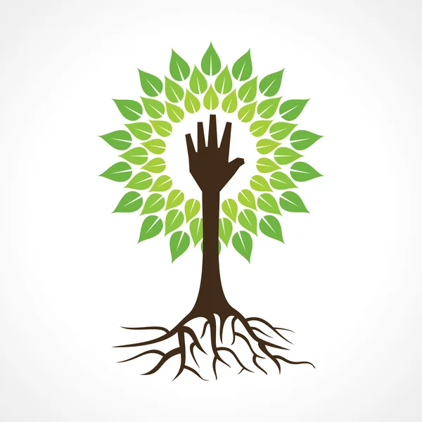 Helping hand make tree — Stock Vector