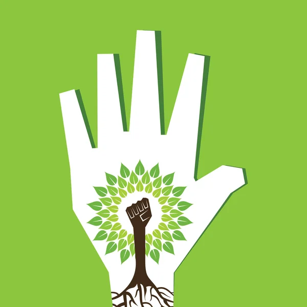 Unity hand make tree inside the tree — Stock Vector