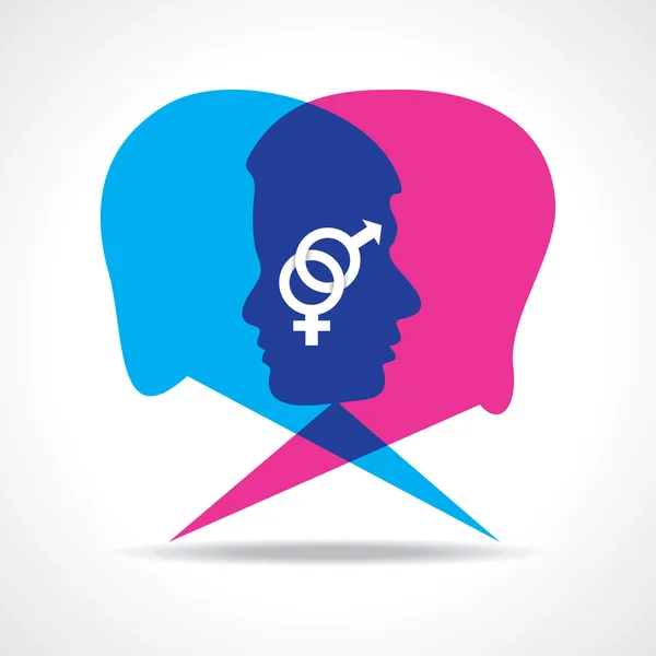 Male and female face make speech bubble — Stock Vector