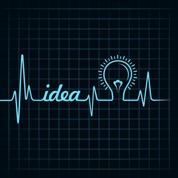 Heartbeat hacer idea palabra y bombilla — Archivo Imágenes Vectoriales