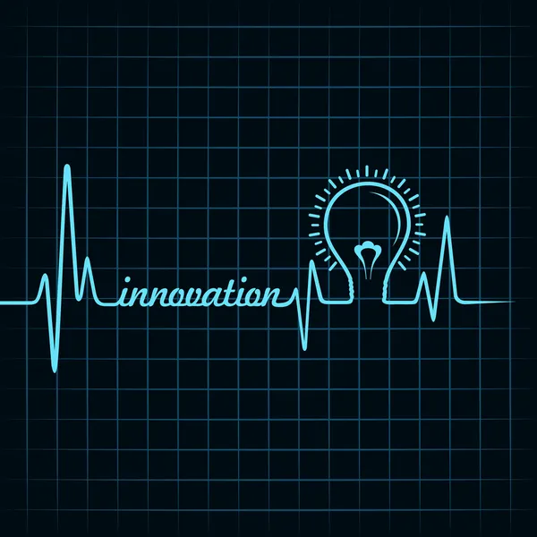 Heartbeat göra innovation word och glödlampa — Stock vektor
